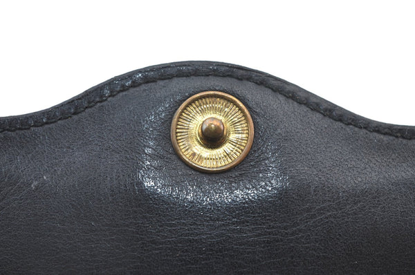 Authentic GUCCI Web Sherry Line Pouch Purse GG Canvas Leather Black 9810F