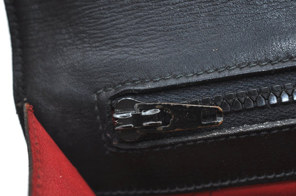 Authentic GUCCI Web Sherry Line Pouch Purse GG Canvas Leather Black 9810F