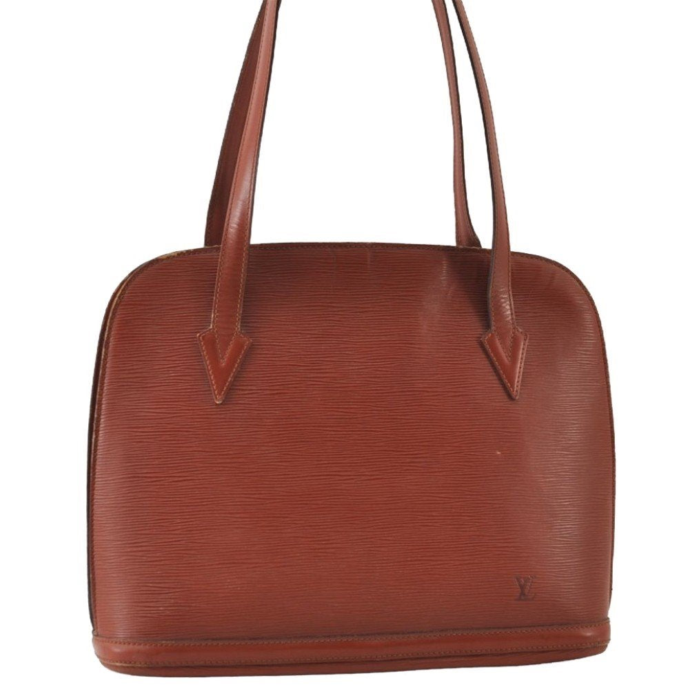 Authentic Louis Vuitton Epi Lussac Shoulder Tote Bag Brown M52283 LV 9812I