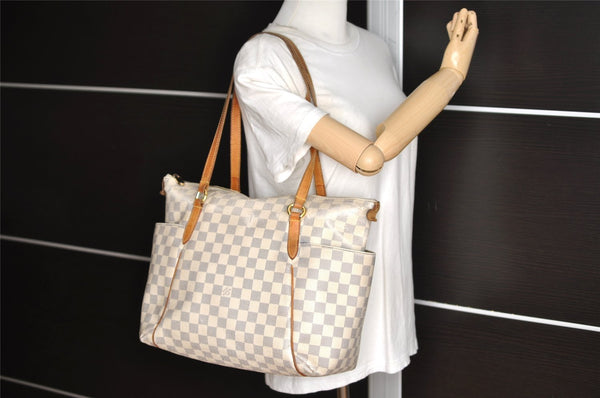 Authentic Louis Vuitton Damier Azur Totally MM Tote Bag N51262 LV 9815I
