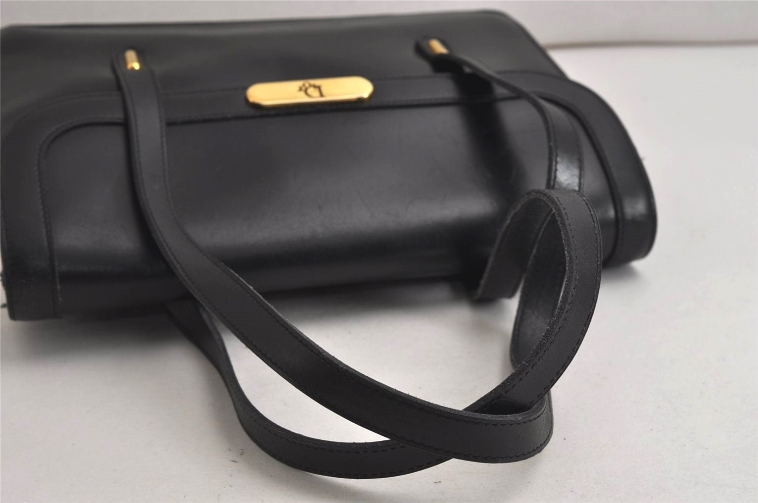 Authentic Christian Dior Vintage Shoulder Hand Bag Purse Leather Black CD 9818J