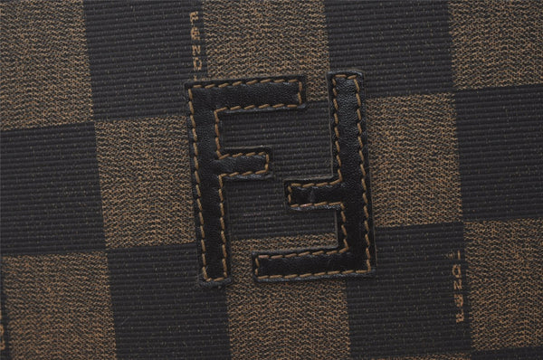 Authentic FENDI Pequin Check 2Way Tote Bag Backpack PVC Leather Brown 9819J