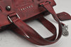 Authentic CELINE 2Way Shoulder Cross Body Hand Bag Leather Bordeaux Red 9822J