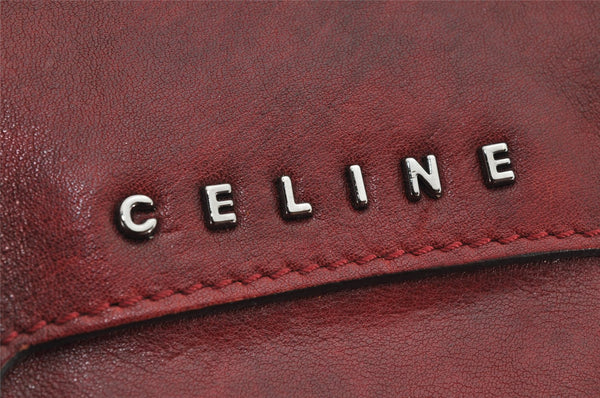 Authentic CELINE 2Way Shoulder Cross Body Hand Bag Leather Bordeaux Red 9822J