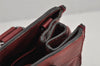 Authentic CELINE 2Way Shoulder Cross Body Hand Bag Leather Bordeaux Red 9822J