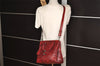 Authentic CELINE 2Way Shoulder Cross Body Hand Bag Leather Bordeaux Red 9822J