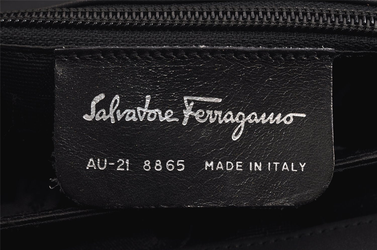 Authentic Salvatore Ferragamo Gancini Nylon 2Way Shoulder Hand Bag Black 9823J