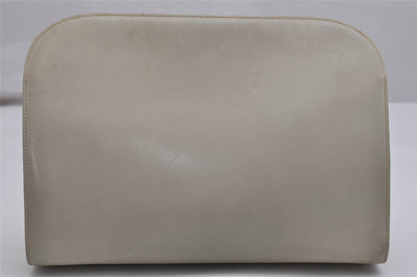 Authentic Salvatore Ferragamo Gancini Leather Shoulder Crossbody Bag White 9827J