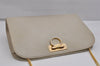 Authentic Salvatore Ferragamo Gancini Leather Shoulder Crossbody Bag White 9827J