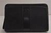 Authentic BURBERRY Vintage Leather Clutch Hand Bag Purse Black 9828J