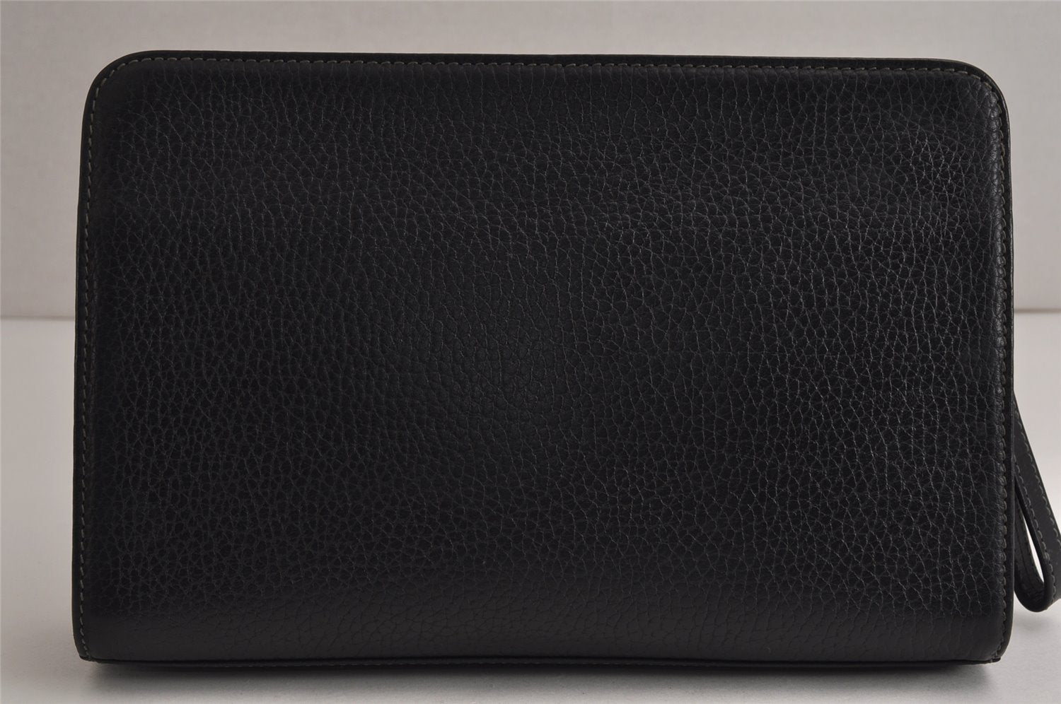 Authentic BURBERRY Vintage Leather Clutch Hand Bag Purse Black 9828J