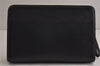 Authentic BURBERRY Vintage Leather Clutch Hand Bag Purse Black 9828J