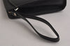 Authentic BURBERRY Vintage Leather Clutch Hand Bag Purse Black 9828J
