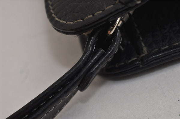 Authentic BURBERRY Vintage Leather Clutch Hand Bag Purse Black 9828J
