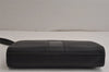 Authentic BURBERRY Vintage Leather Clutch Hand Bag Purse Black 9828J