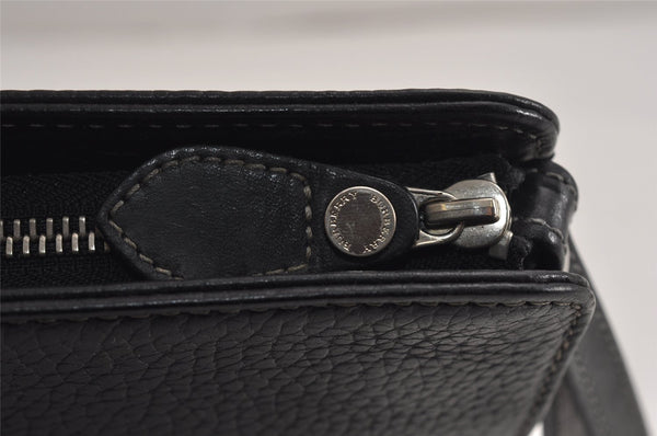 Authentic BURBERRY Vintage Leather Clutch Hand Bag Purse Black 9828J