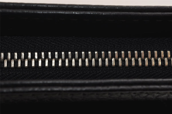 Authentic BURBERRY Vintage Leather Clutch Hand Bag Purse Black 9828J
