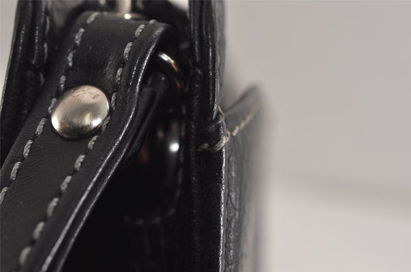 Authentic BURBERRY Vintage Leather Clutch Hand Bag Purse Black 9828J