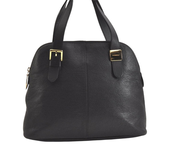 Authentic BURBERRY Vintage Leather Shoulder Hand Bag Purse Black 9829J