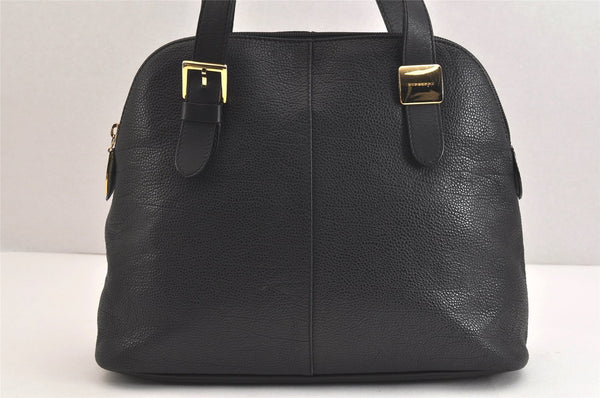 Authentic BURBERRY Vintage Leather Shoulder Hand Bag Purse Black 9829J