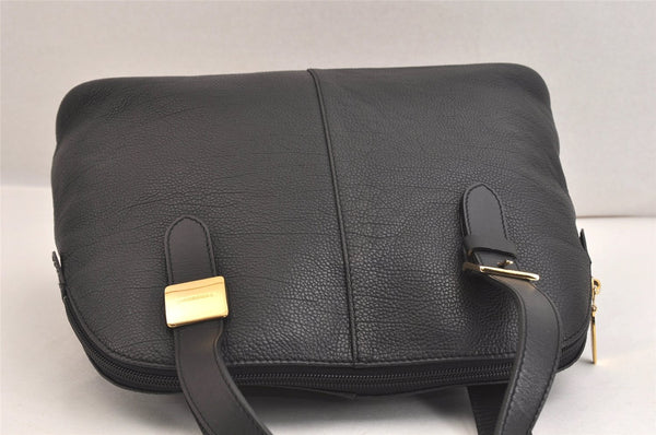 Authentic BURBERRY Vintage Leather Shoulder Hand Bag Purse Black 9829J