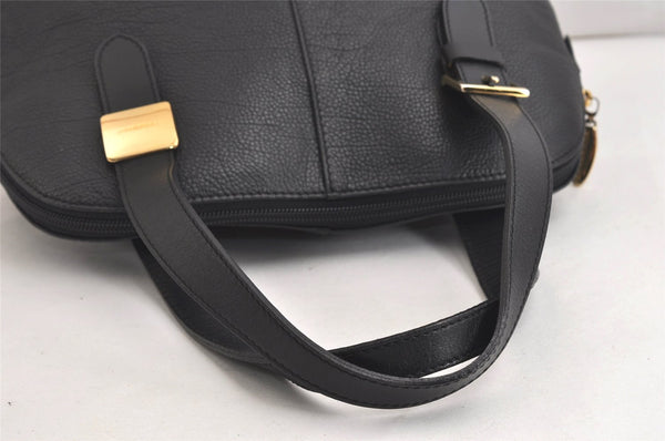 Authentic BURBERRY Vintage Leather Shoulder Hand Bag Purse Black 9829J