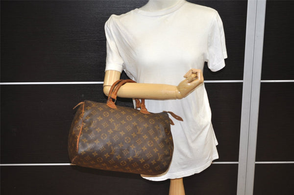 Authentic Louis Vuitton Monogram Speedy 30 Hand Boston Bag M41526 LV 9833J