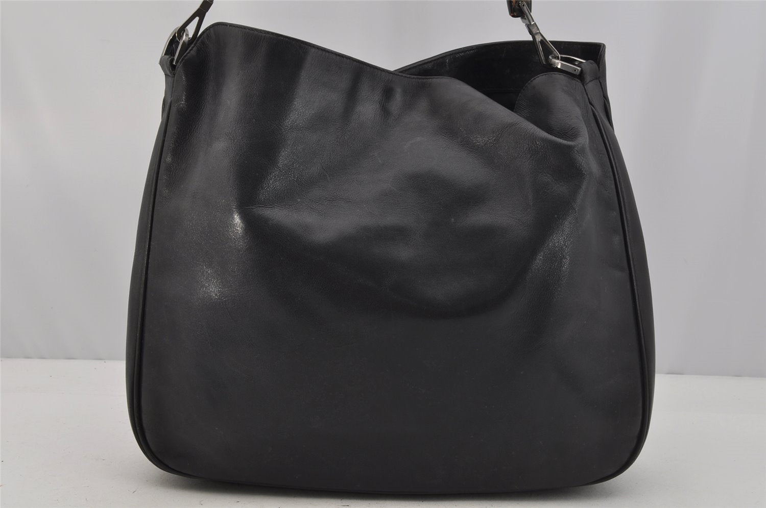 Authentic GUCCI Bamboo 2Way Shoulder Hand Bag Leather 0011577 Black 9834I