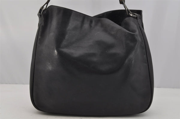 Authentic GUCCI Bamboo 2Way Shoulder Hand Bag Leather 0011577 Black 9834I