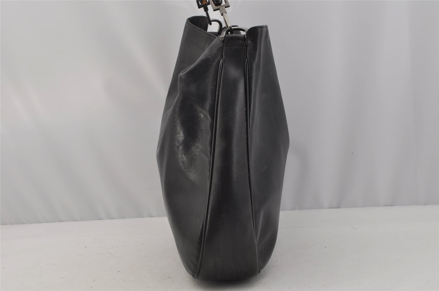 Authentic GUCCI Bamboo 2Way Shoulder Hand Bag Leather 0011577 Black 9834I