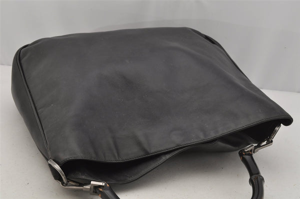 Authentic GUCCI Bamboo 2Way Shoulder Hand Bag Leather 0011577 Black 9834I