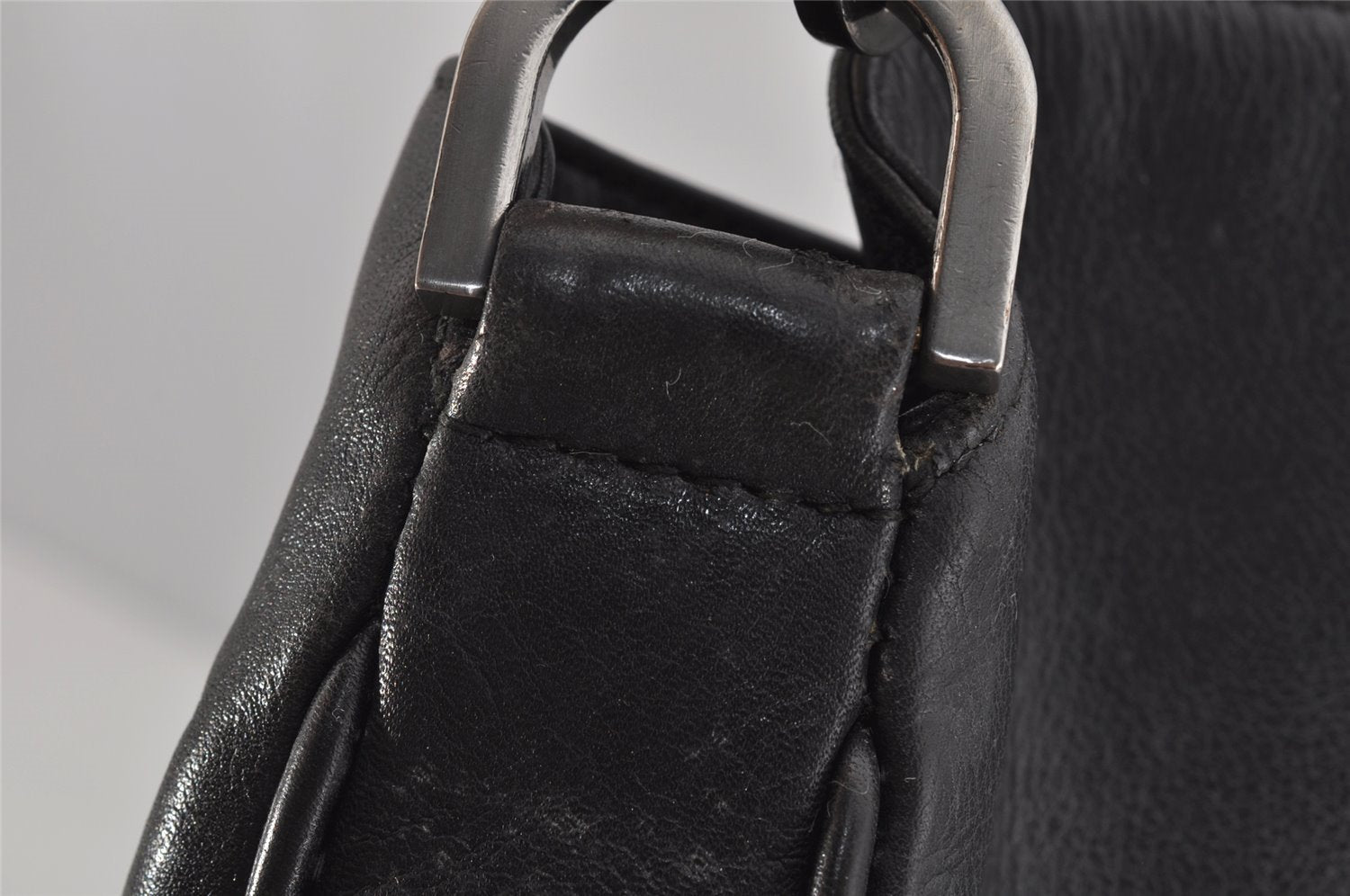 Authentic GUCCI Bamboo 2Way Shoulder Hand Bag Leather 0011577 Black 9834I