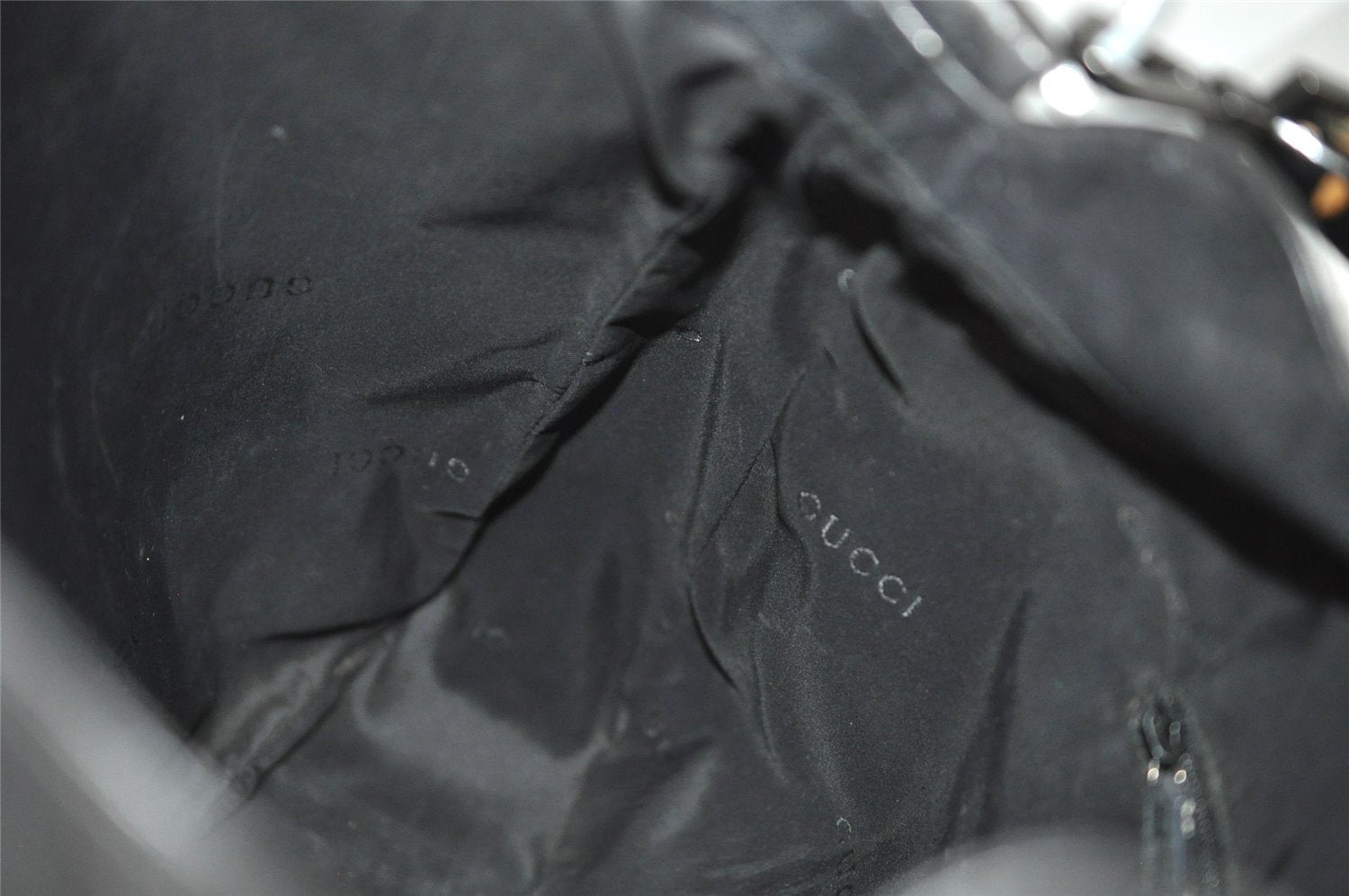 Authentic GUCCI Bamboo 2Way Shoulder Hand Bag Leather 0011577 Black 9834I