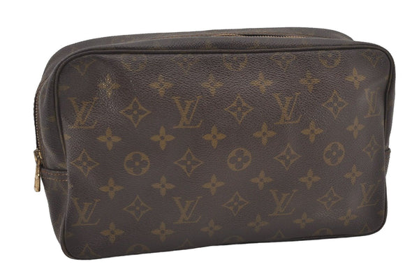 Auth Louis Vuitton Monogram Trousse Toilette 28 Clutch Hand Bag M47522 LV 9837I
