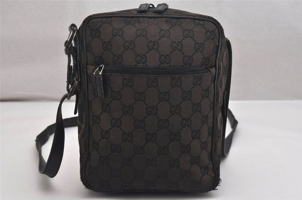 Authentic GUCCI Shoulder Cross Body Bag GG Canvas Leather 0181612 Black 9838J