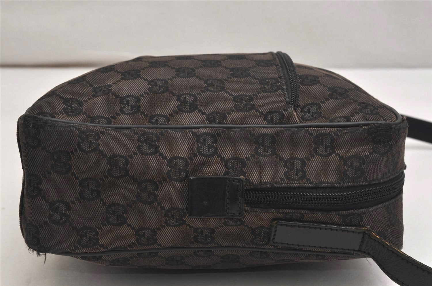 Authentic GUCCI Shoulder Cross Body Bag GG Canvas Leather 0181612 Black 9838J