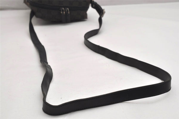 Authentic GUCCI Shoulder Cross Body Bag GG Canvas Leather 0181612 Black 9838J