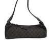 Authentic GUCCI Vintage Shoulder Bag Purse GG Canvas Leather 92697 Black 9839J