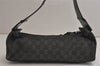 Authentic GUCCI Vintage Shoulder Bag Purse GG Canvas Leather 92697 Black 9839J
