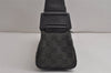 Authentic GUCCI Vintage Shoulder Bag Purse GG Canvas Leather 92697 Black 9839J