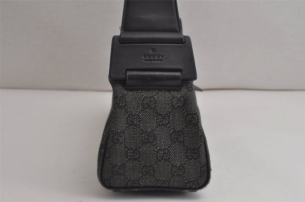 Authentic GUCCI Vintage Shoulder Bag Purse GG Canvas Leather 92697 Black 9839J