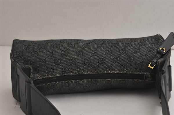 Authentic GUCCI Vintage Shoulder Bag Purse GG Canvas Leather 92697 Black 9839J