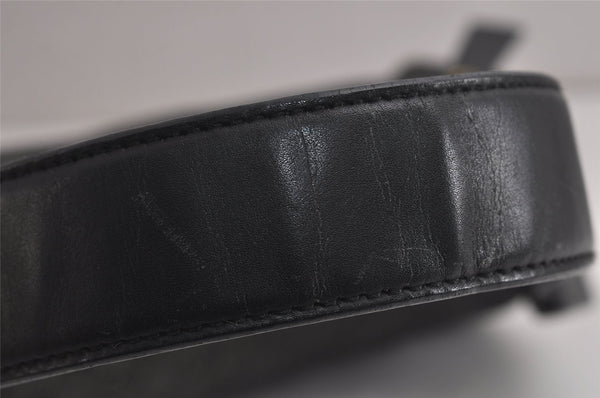 Authentic GUCCI Vintage Shoulder Bag Purse GG Canvas Leather 92697 Black 9839J