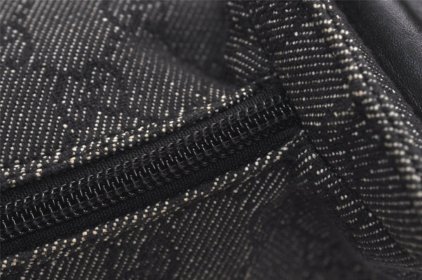 Authentic GUCCI Vintage Shoulder Bag Purse GG Canvas Leather 92697 Black 9839J