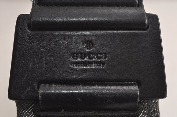 Authentic GUCCI Vintage Shoulder Bag Purse GG Canvas Leather 92697 Black 9839J