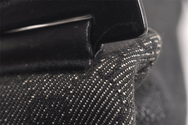 Authentic GUCCI Vintage Shoulder Bag Purse GG Canvas Leather 92697 Black 9839J