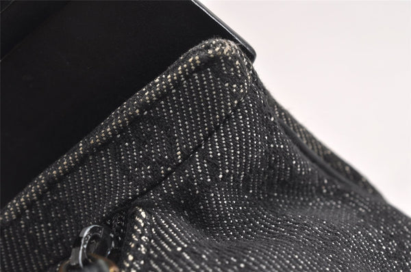 Authentic GUCCI Vintage Shoulder Bag Purse GG Canvas Leather 92697 Black 9839J