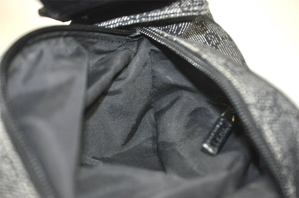 Authentic GUCCI Vintage Shoulder Bag Purse GG Canvas Leather 92697 Black 9839J