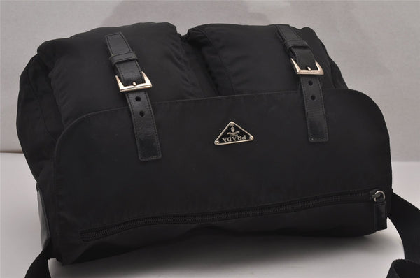 Authentic PRADA Nylon Tessuto Leather Shoulder Cross Body Bag Black 9840I