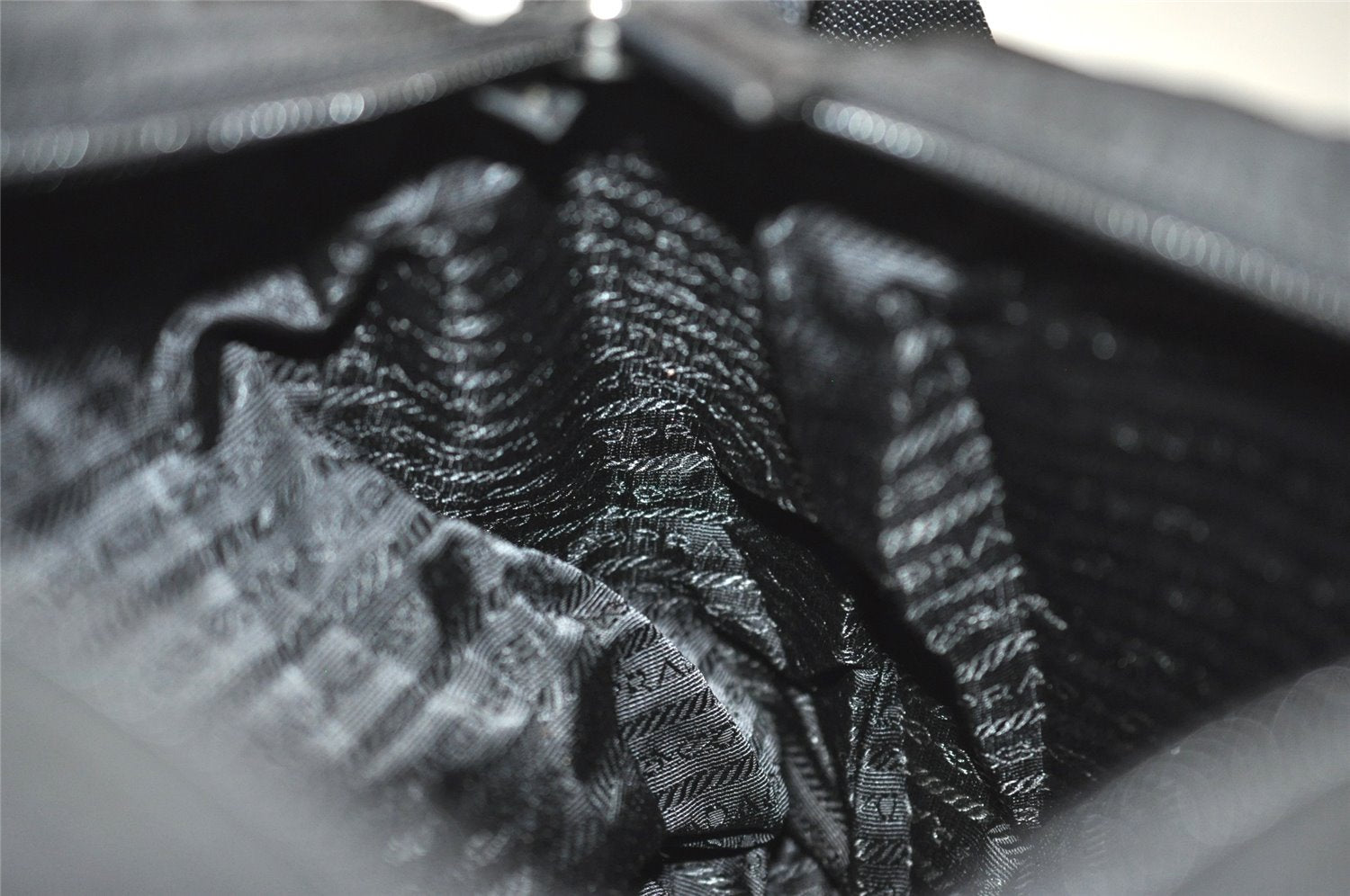 Authentic PRADA Nylon Tessuto Leather Shoulder Cross Body Bag Black 9840I